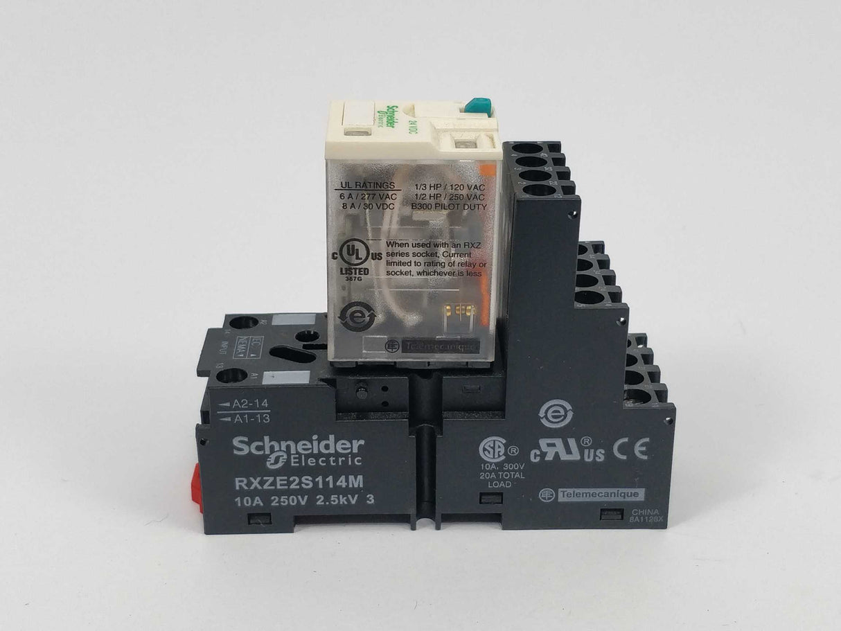 Schneider Electric RXM4AB2BD Plug-in relay 24VDC & RXZE2S114M. 12 Pcs