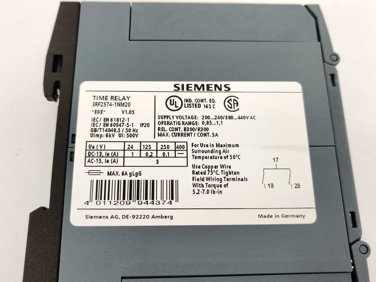 Siemens 3RP2574-1NM20 Time Relay