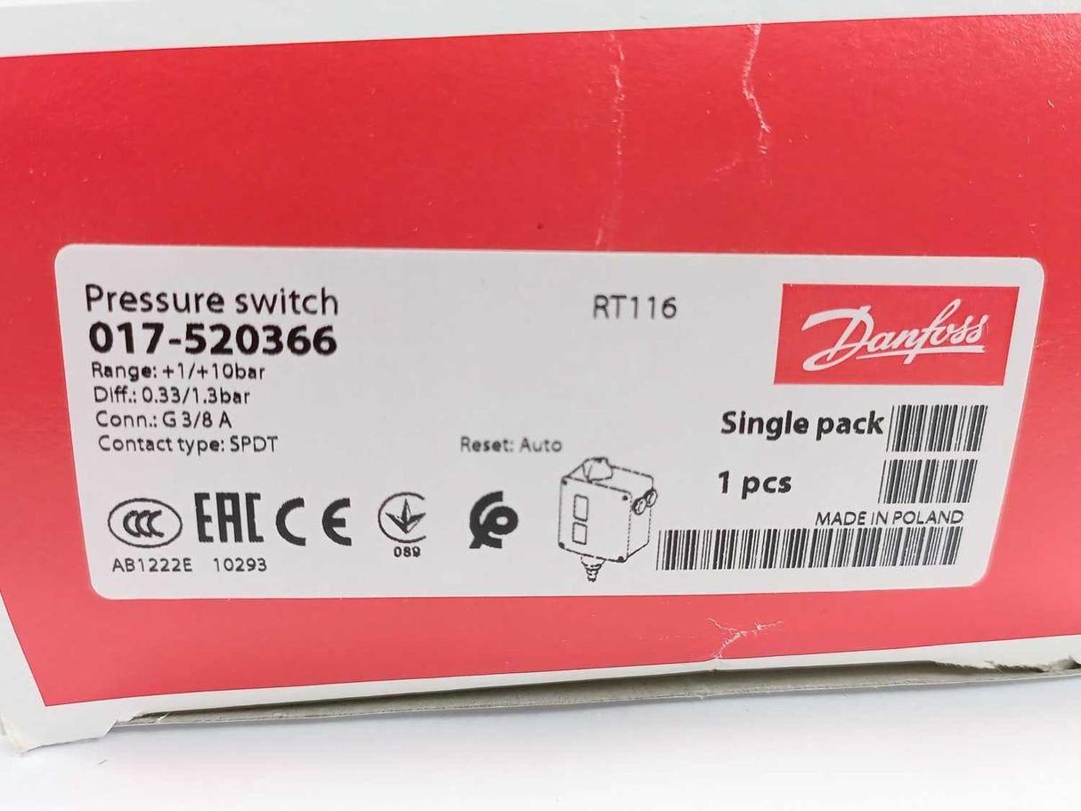 Danfoss 017-520366 Pressure switch, RT116