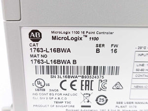 AB 1763-L16BWA Ser. B FW 16 MicroLogix 1100 16 Point Controller