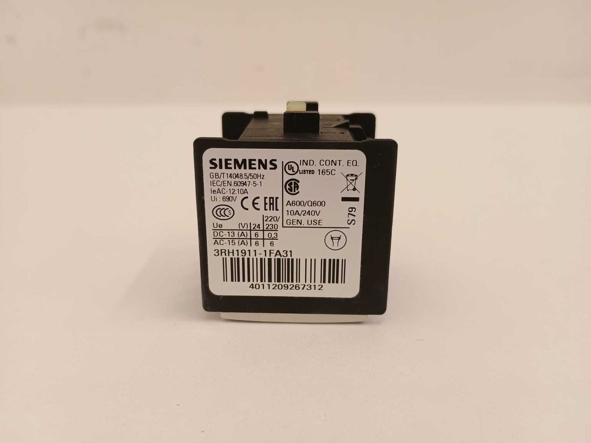 Siemens 3RH1911-1FA31 AUXILIARY SWITCH BLOCK