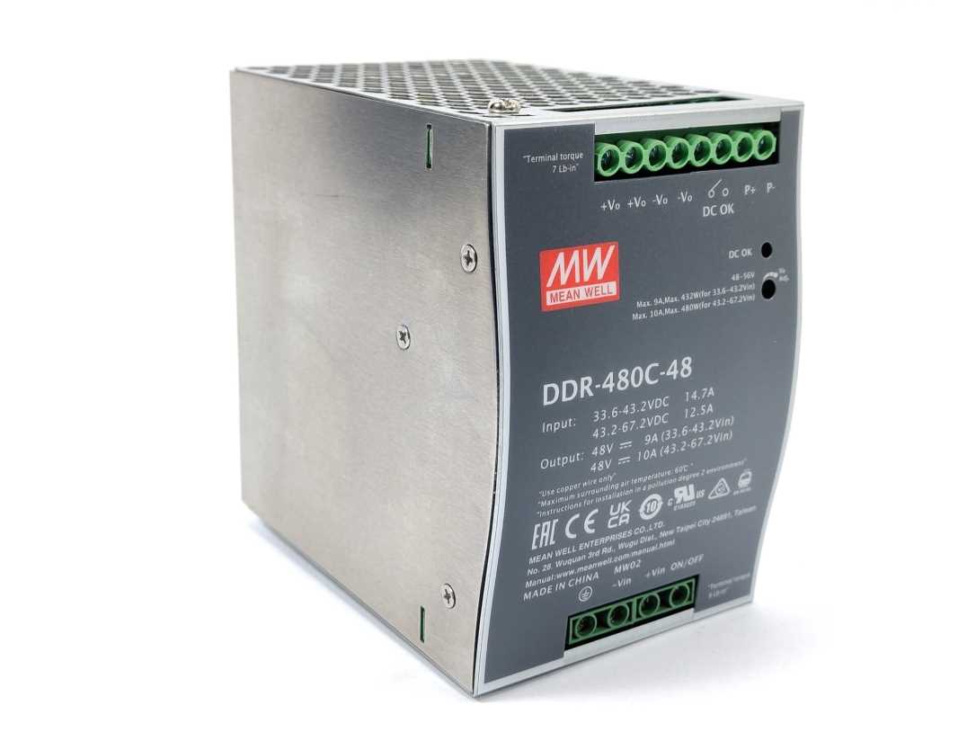 Mean Well DDR-480C-48 DC-DC Ultra slim Industrial DIN rail converter 48V 10A