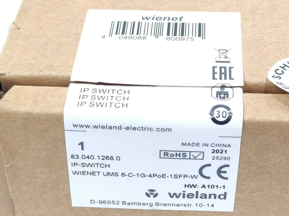 Wieland 83.040.1268.0 IP switch WIENET UMS 6-C-1G-4PoE-1SFP-W