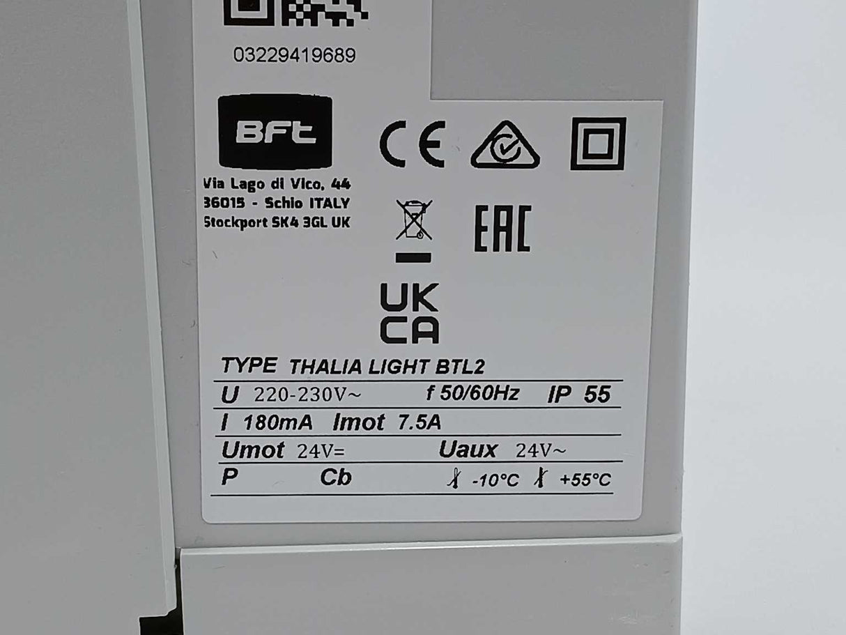 BFT 2600477 Thalia LIGHT BTL2 Control Panel