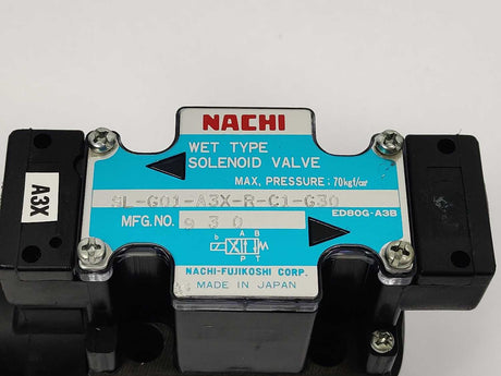 NACHI-FUJIKOSHI SL-G01-A3X-R-C1-G30 ED80G-A3B WET TYPE SOLENOID VALVE