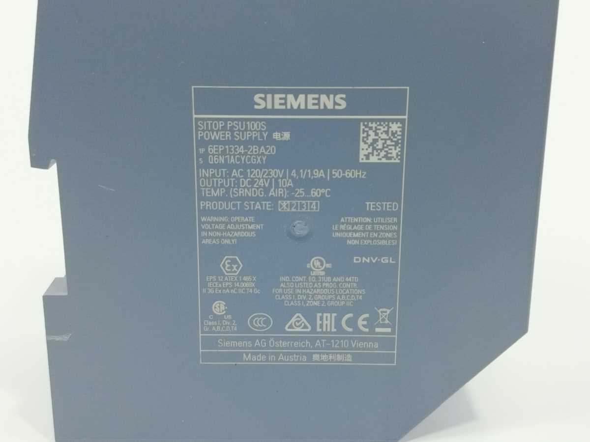 Siemens 6EP1334-2BA20 Power Supply 24V 10A