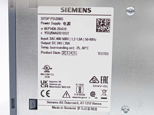 Siemens 6EP1436-2BA10 SITOP PSU300S 24V 20A Power Supply