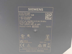 Siemens 6EP1333-2BA20 SITOP PSU100S 24 V/5 A Stabilized Power Supply