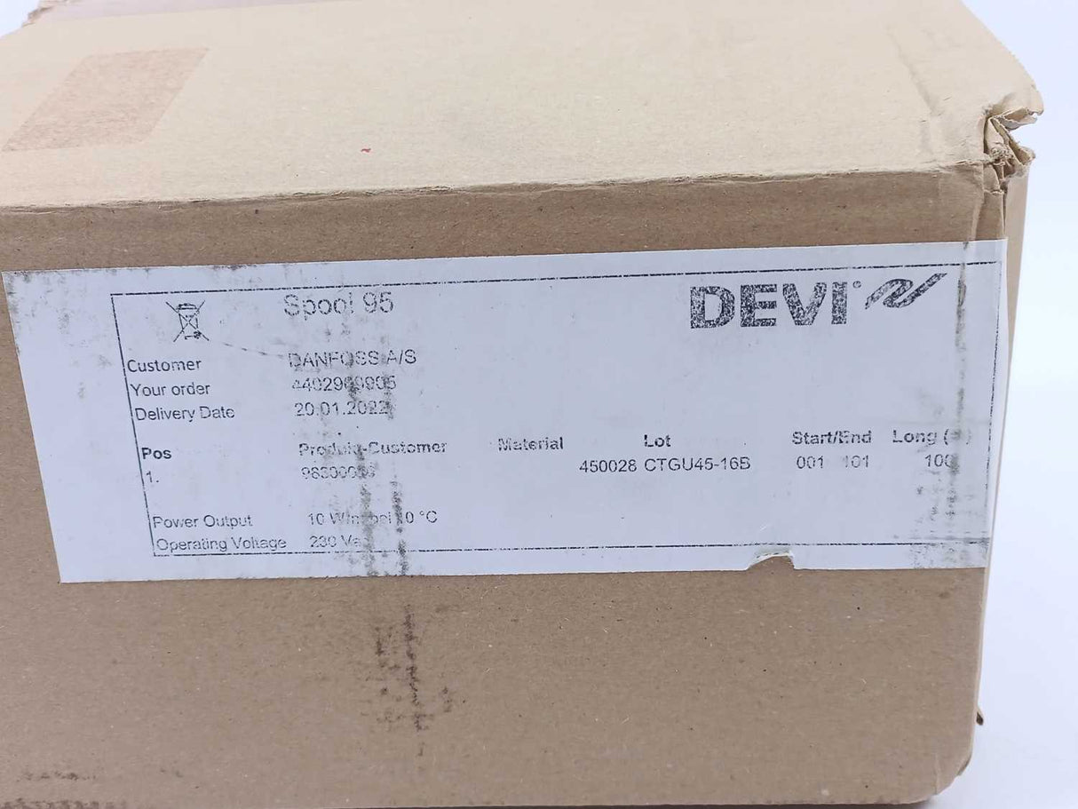 Danfoss / Devi 98300016 DEVIpipeheat™ 10 (DPH-10 V2) Heating Cable. 100m