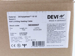 Danfoss / Devi 98300007 DEVIpipeheat™ 10 V3 Self-Limiting Heating Cable. 100m