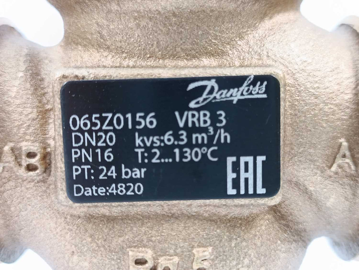 Danfoss 065Z0156 3-way ex. thread valve, PN16, DN20, Kvs 6.3 m3/h