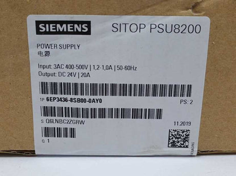 Siemens 6EP3436-8SB00-0AY0 SITOP PSU8200 24V 20A Power supply