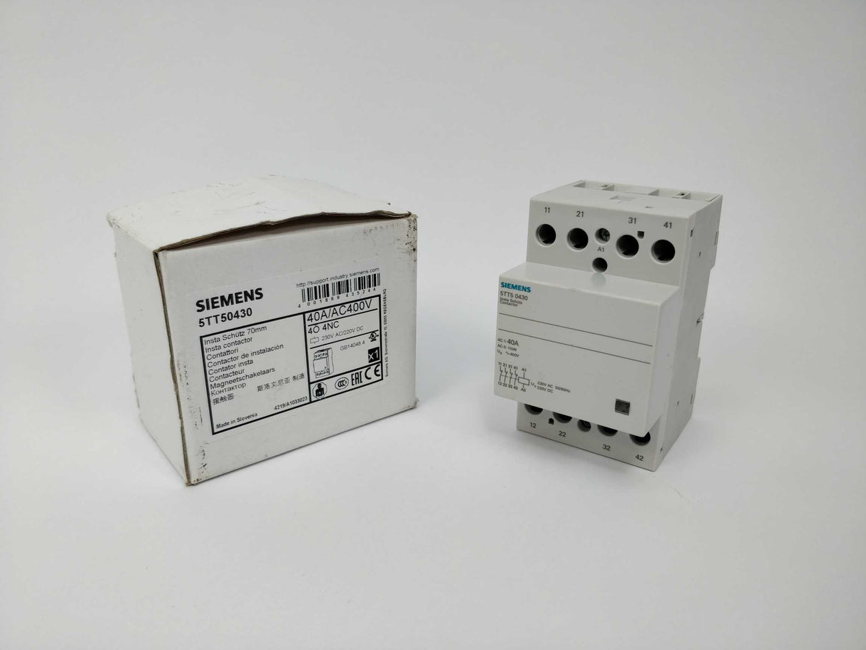 Siemens 5TT50430 INSTA Contactor 40A, 4NC 230V AC/DC coil