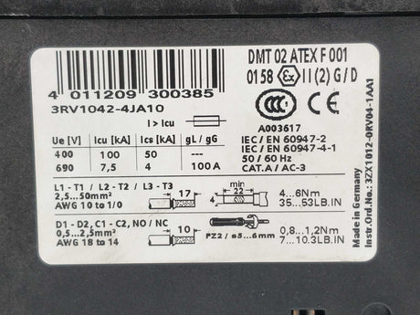 Siemens 3RV1042-4JA10 Circuit breaker