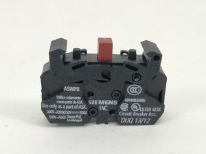 Siemens 3SB3400-0K Contact block 1NC