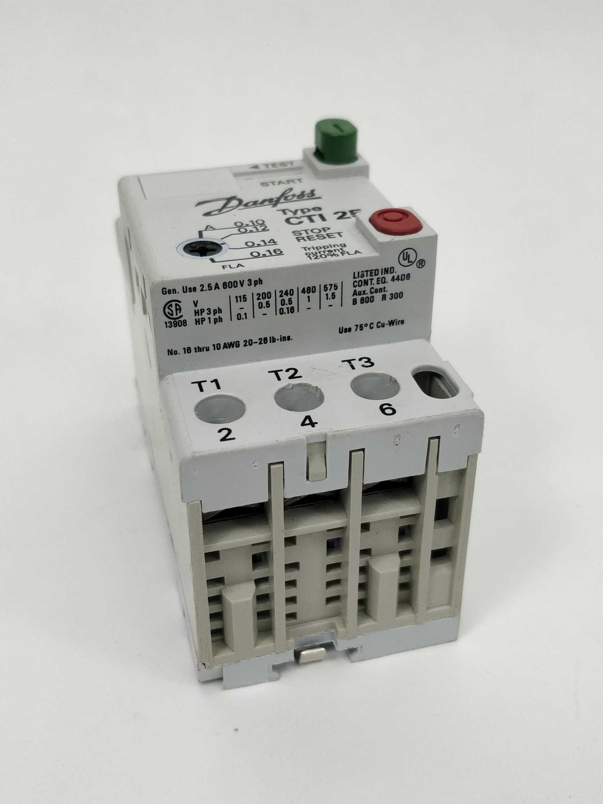 Danfoss 047B3140 Circuit Breaker , CTI 25M,  0.1-0.16 A