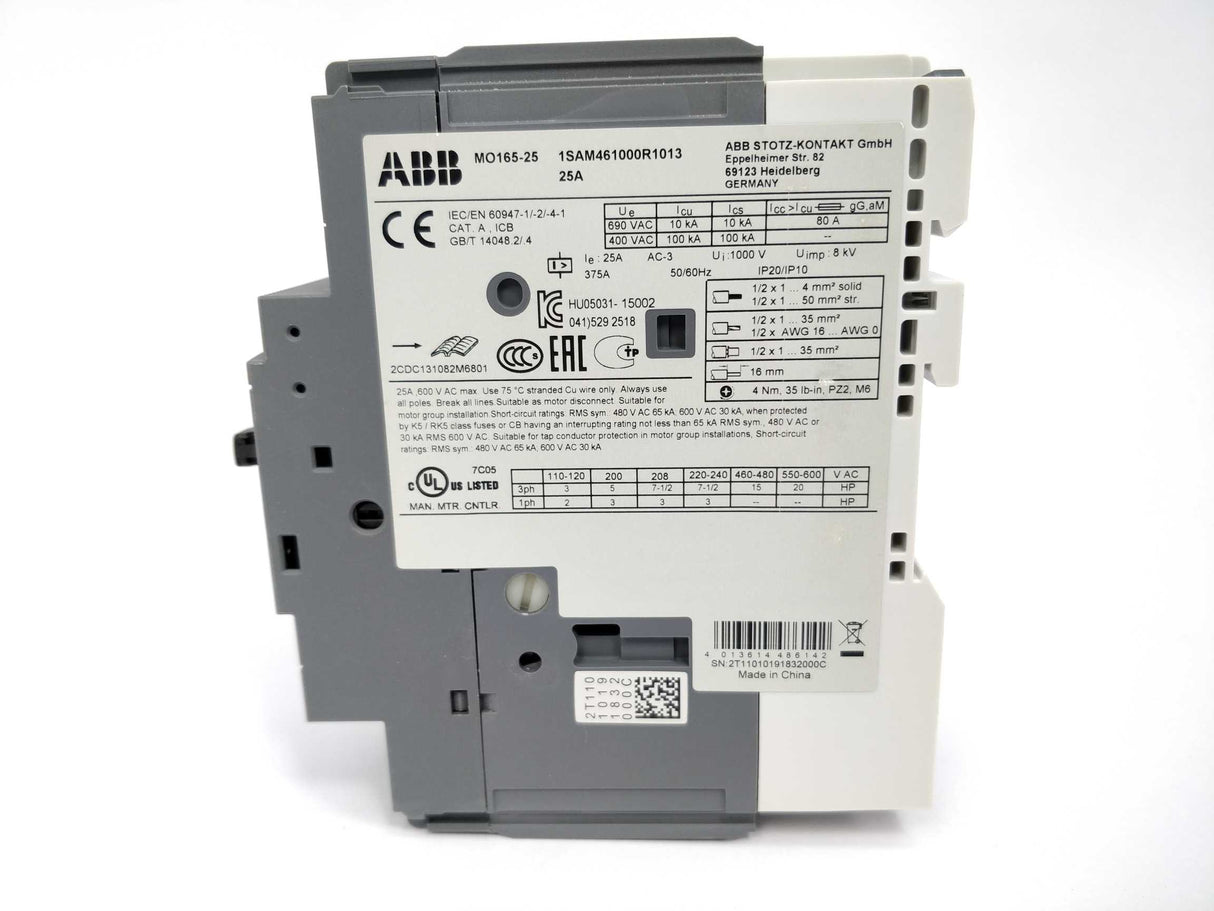 ABB MO165-25 Manual Motor Starter magnetic only