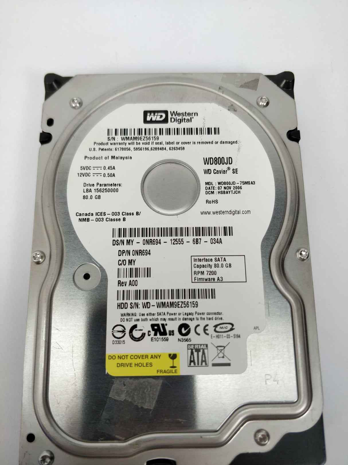 Western Digital  WD800JD 80 GB Serial ATA 150 Hard Drive