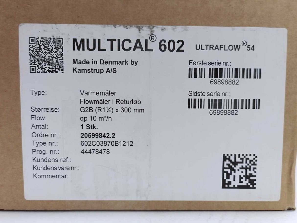 Kamstrup 602C03870B1212 W/ 65-5-CJAJ-212 MULTICAL 602 ULTRAFLOW 54