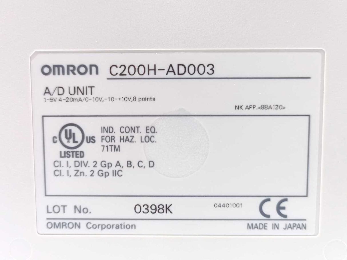 OMRON C200H-AD003 A/D UNIT