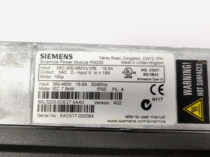 Siemens 6SL3223-0DE27-5AA0 SINAMICS G120P Power Module W/6SL3256-1BA00-0AA0