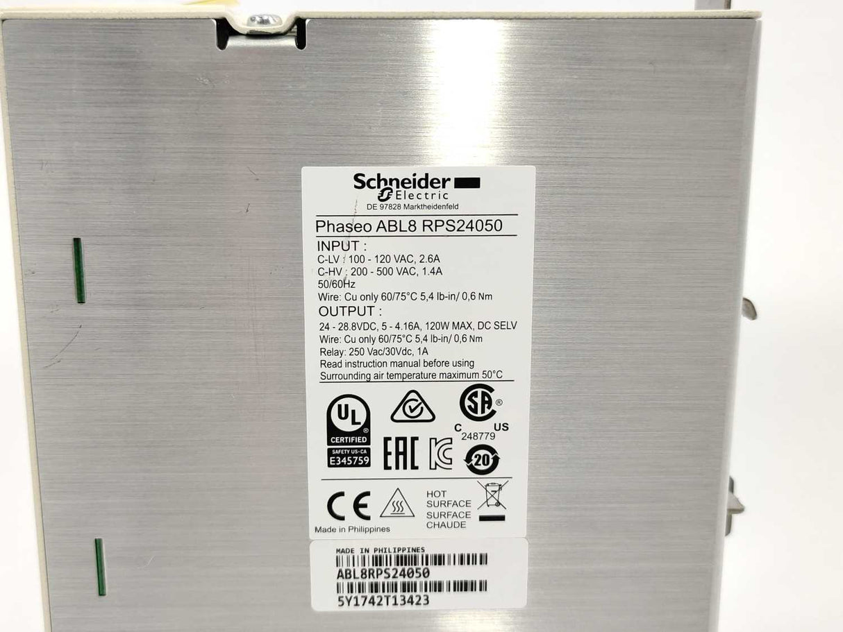 Schneider Electric ABL8RPS24050 Power Supply, Phaseo out 24V 5A