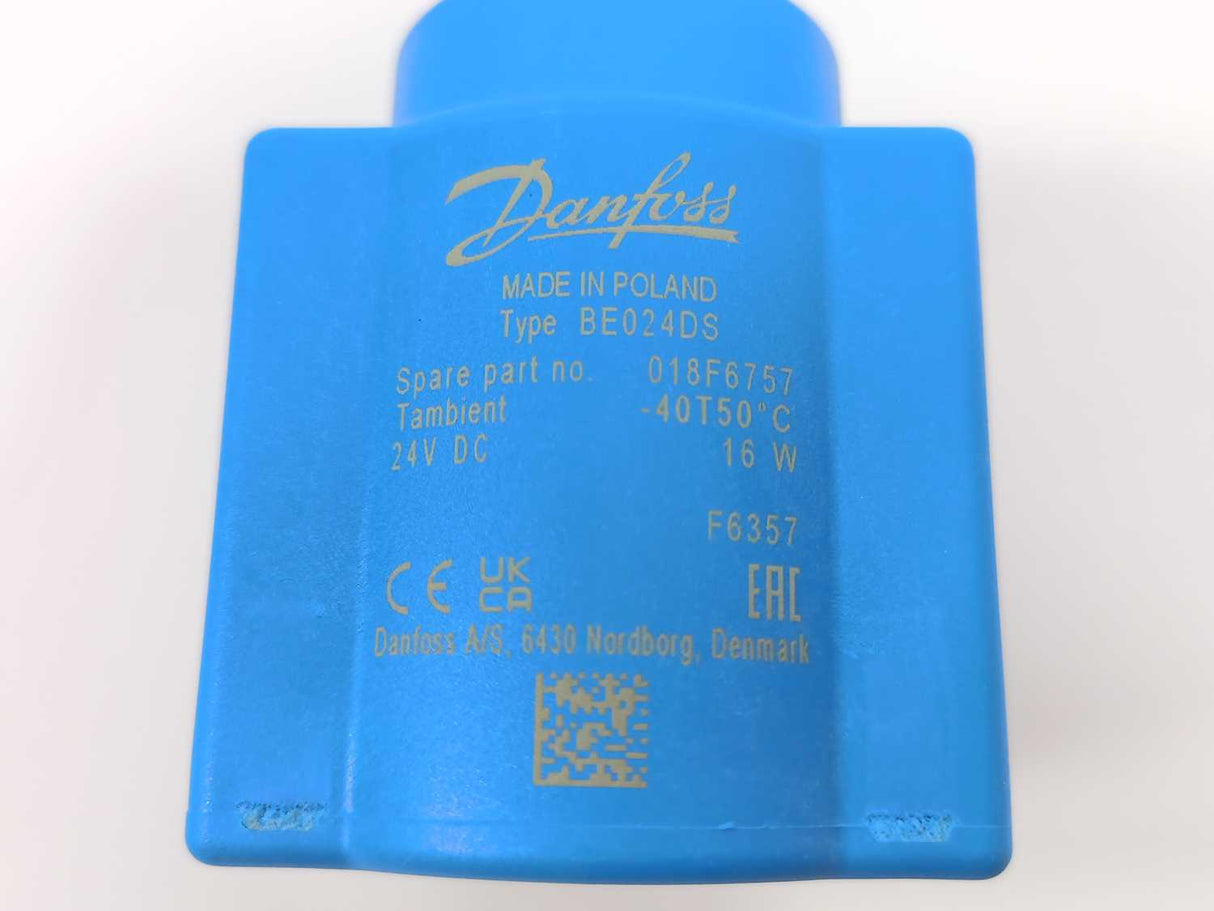 Danfoss 018F6757 Solenoid Coil, BE024DS 24V DC