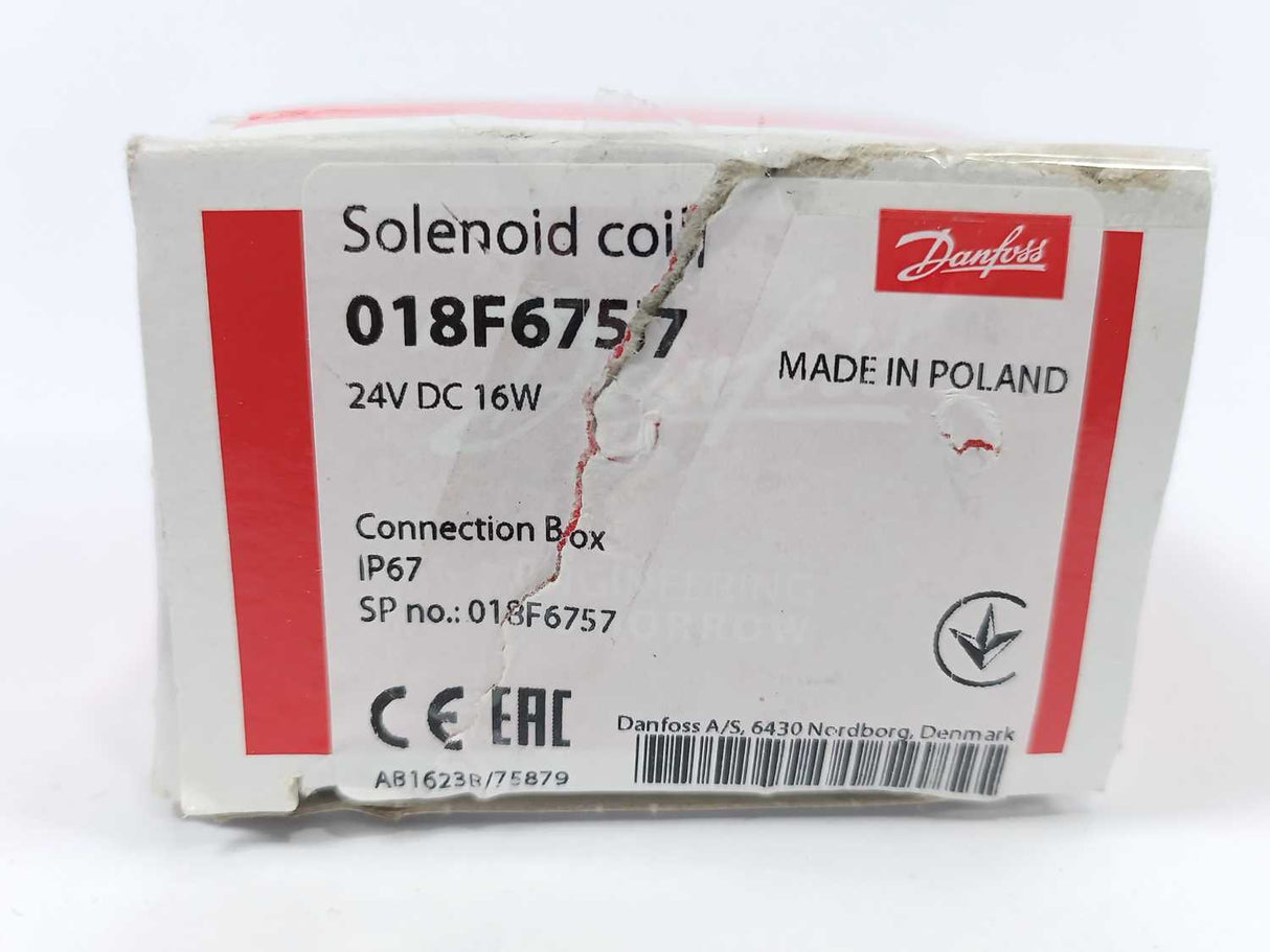 Danfoss 018F6757 Solenoid Coil, BE024DS 24V DC