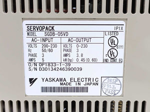 YASKAWA ELECTRIC SGDB-05VD 0,45kW Servopack