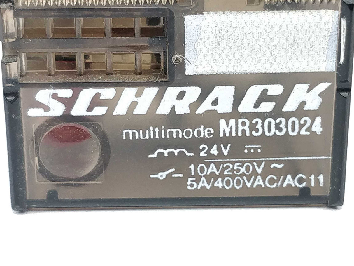 Schrack MR303024 Plug-in Relay 11 pin 3 C/O 24VDC 10A with LED, series MT