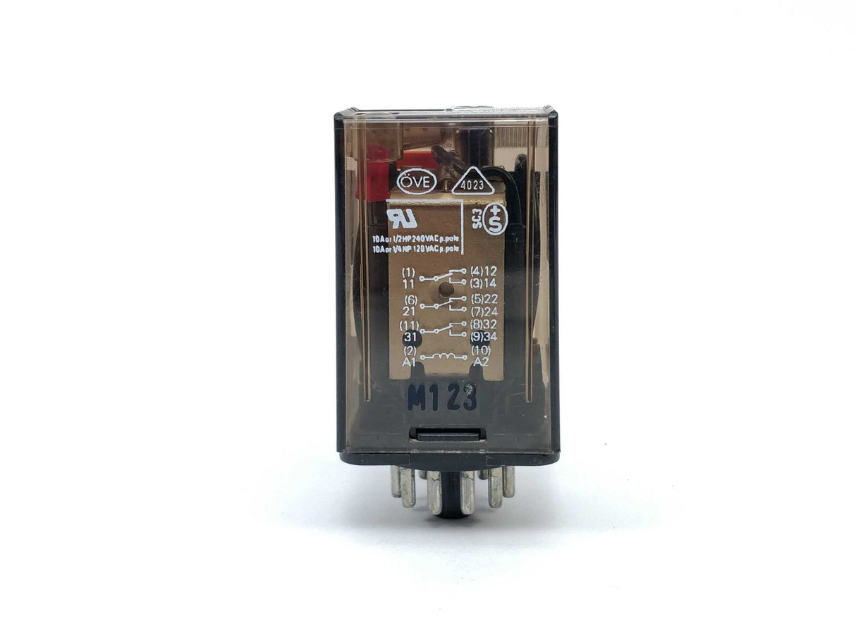 Schrack MR303024 Plug-in Relay 11 pin 3 C/O 24VDC 10A with LED, series MT