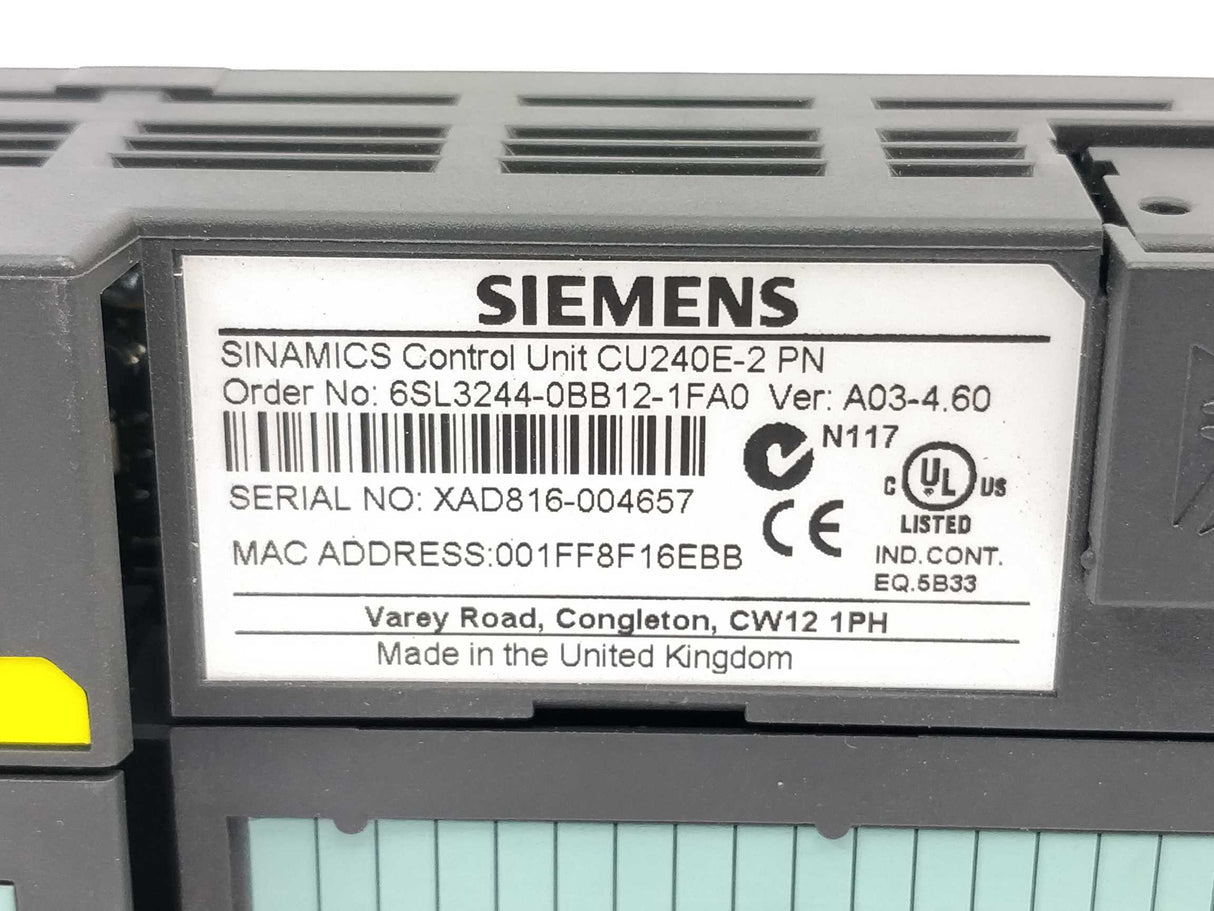 Siemens 6SL3244-0BB12-1FA0 SINAMICS Control Unit CU240E-2 PN Ver: A03-4,6