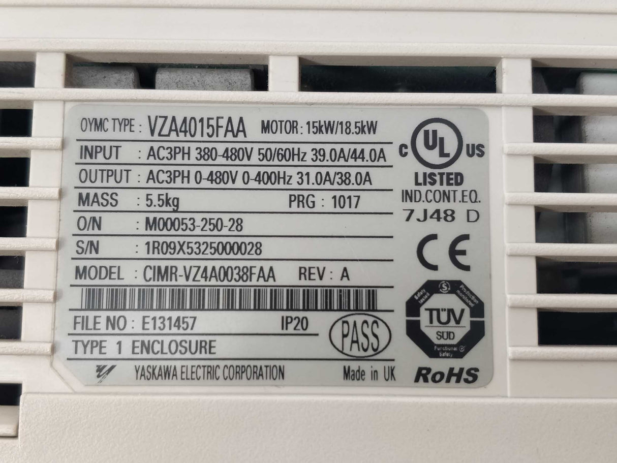 OMRON / YASKAWA VZA4015FAA CIMR-VZ4A0038FAA Rev. A 15kW/18,5kW