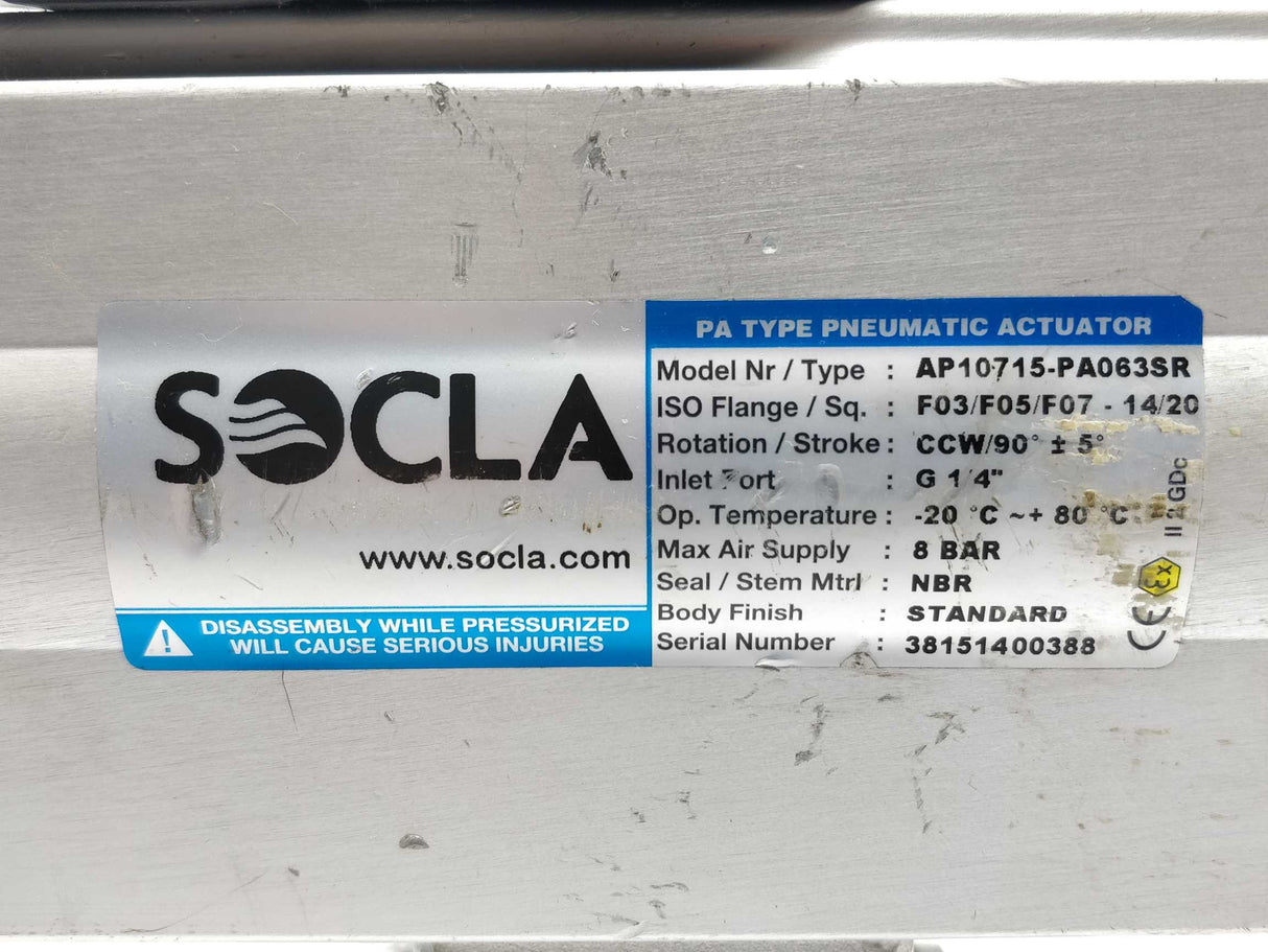 SOCLA AP10715-PA063SR Pneumatic actuator & Sanistål IP2M01