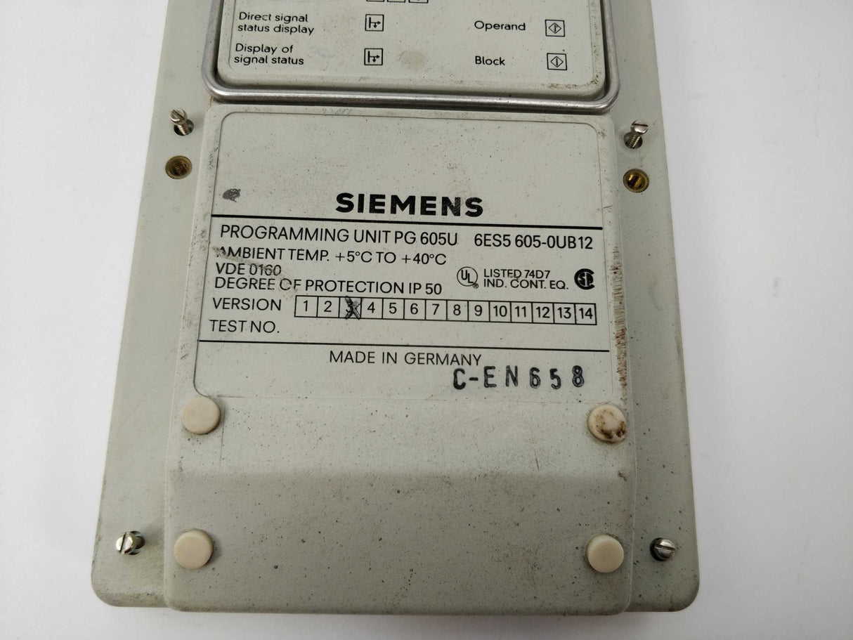 Siemens 6ES5 605-0UB12 Programming Unit PG 605U