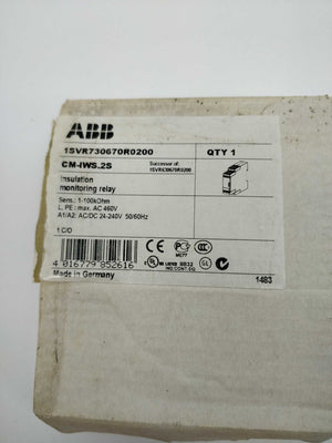 ABB 1SVR730670R0200 CM-IWS.2S Insulation Monitoring Relay, New in box