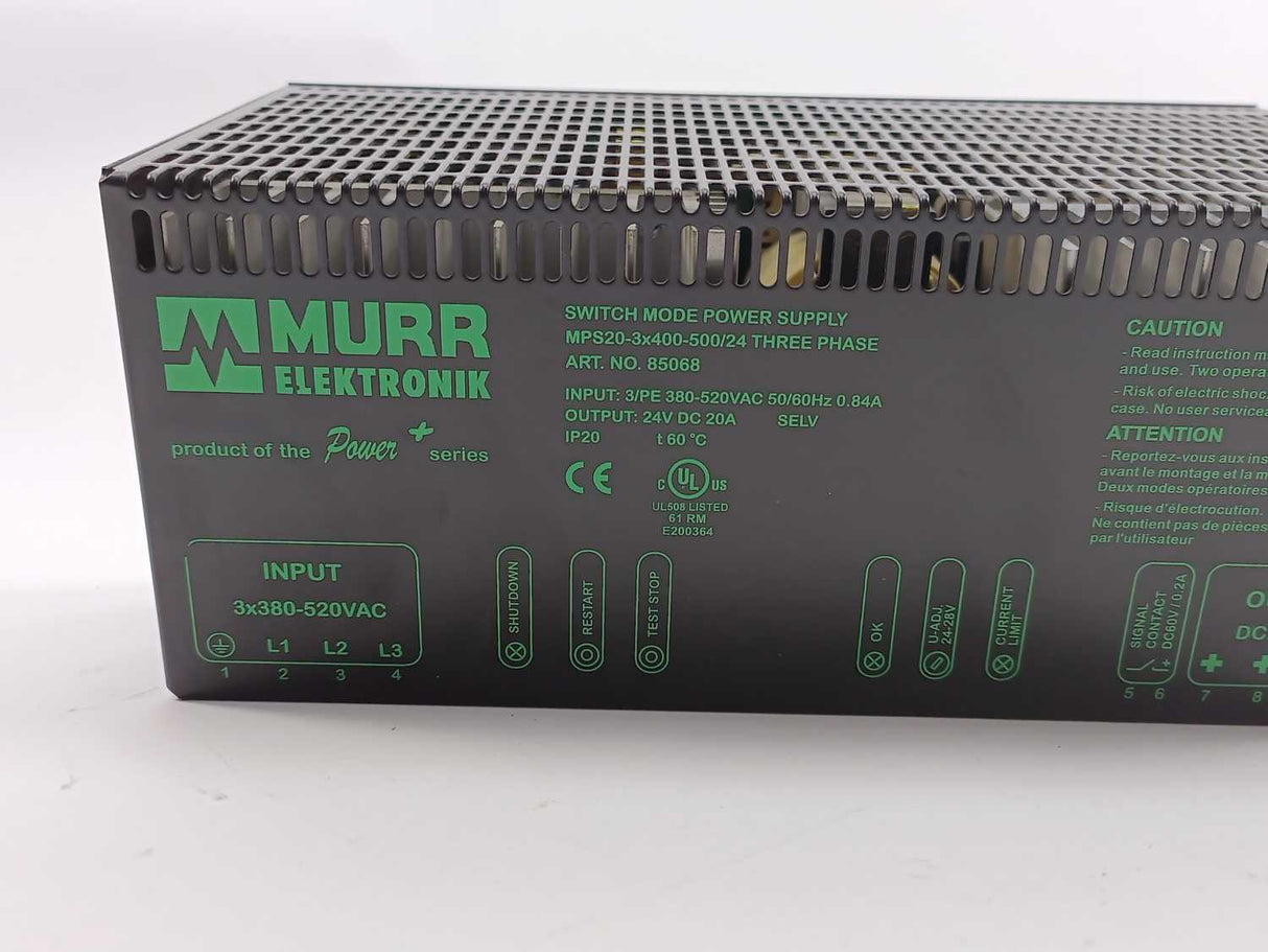 MURR Elektronik 85068 MPS20-3x400-500/24 Switch Mode Power Supply