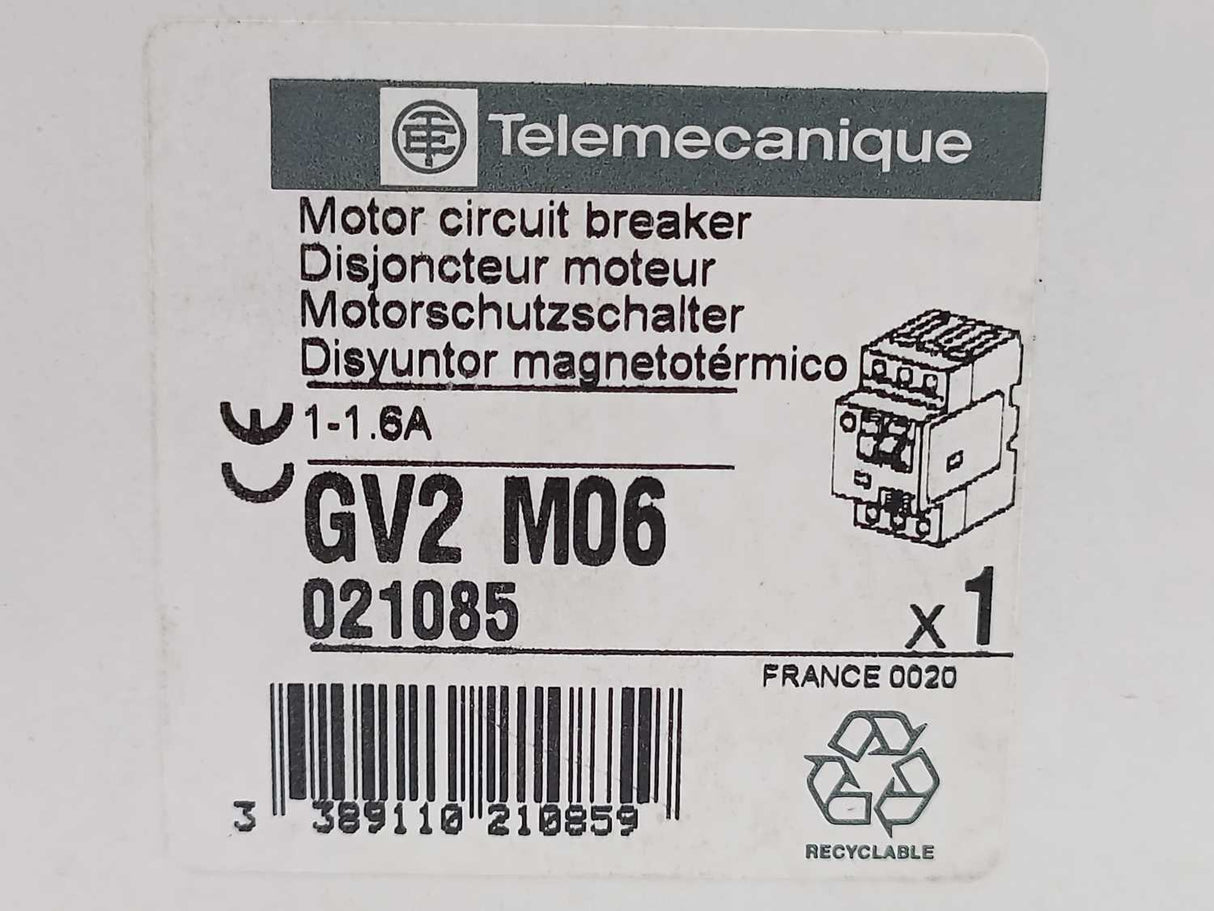 TELEMECANIQUE GV2M06 Motor circuit breaker 1-1.6A