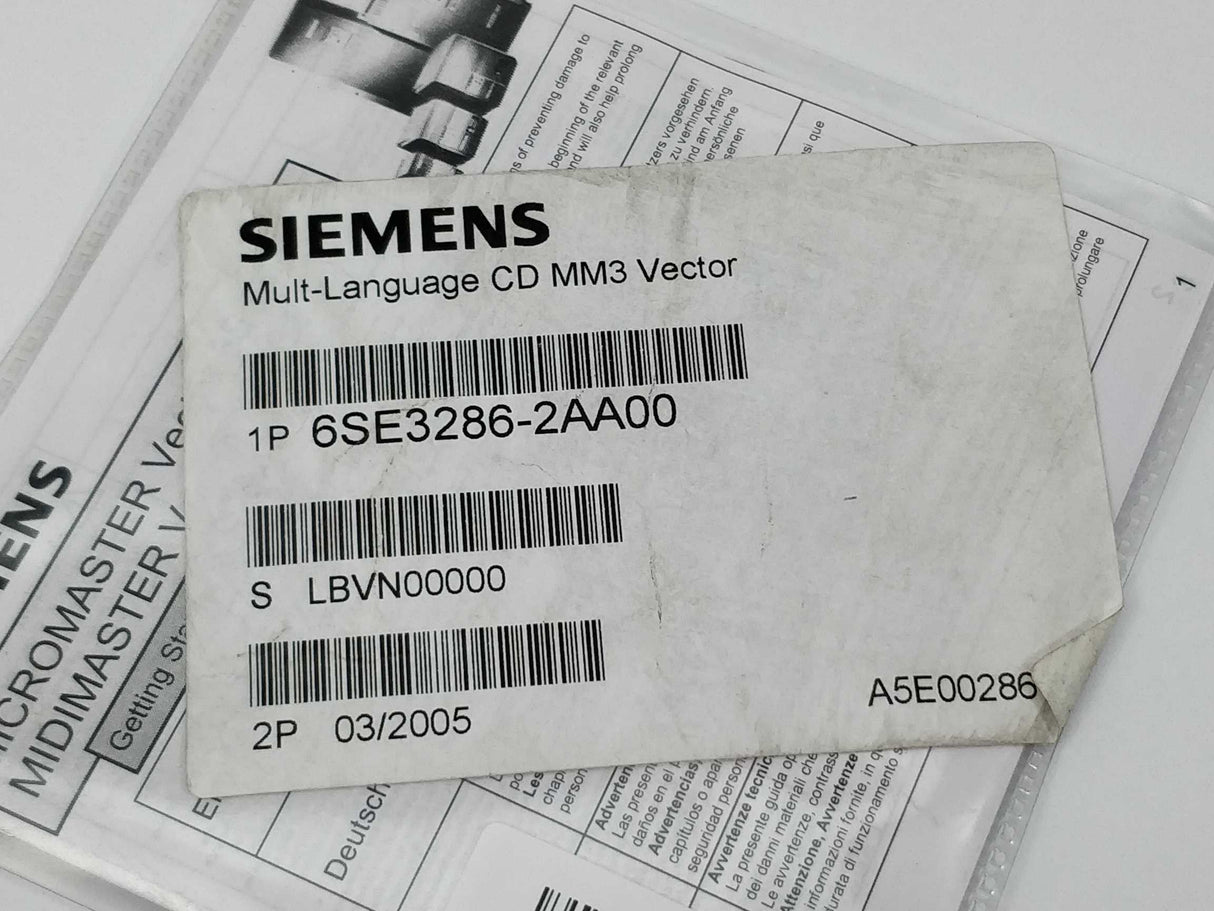 Siemens 6SE3286-2AA00 Multi-language CD MM3 Vector