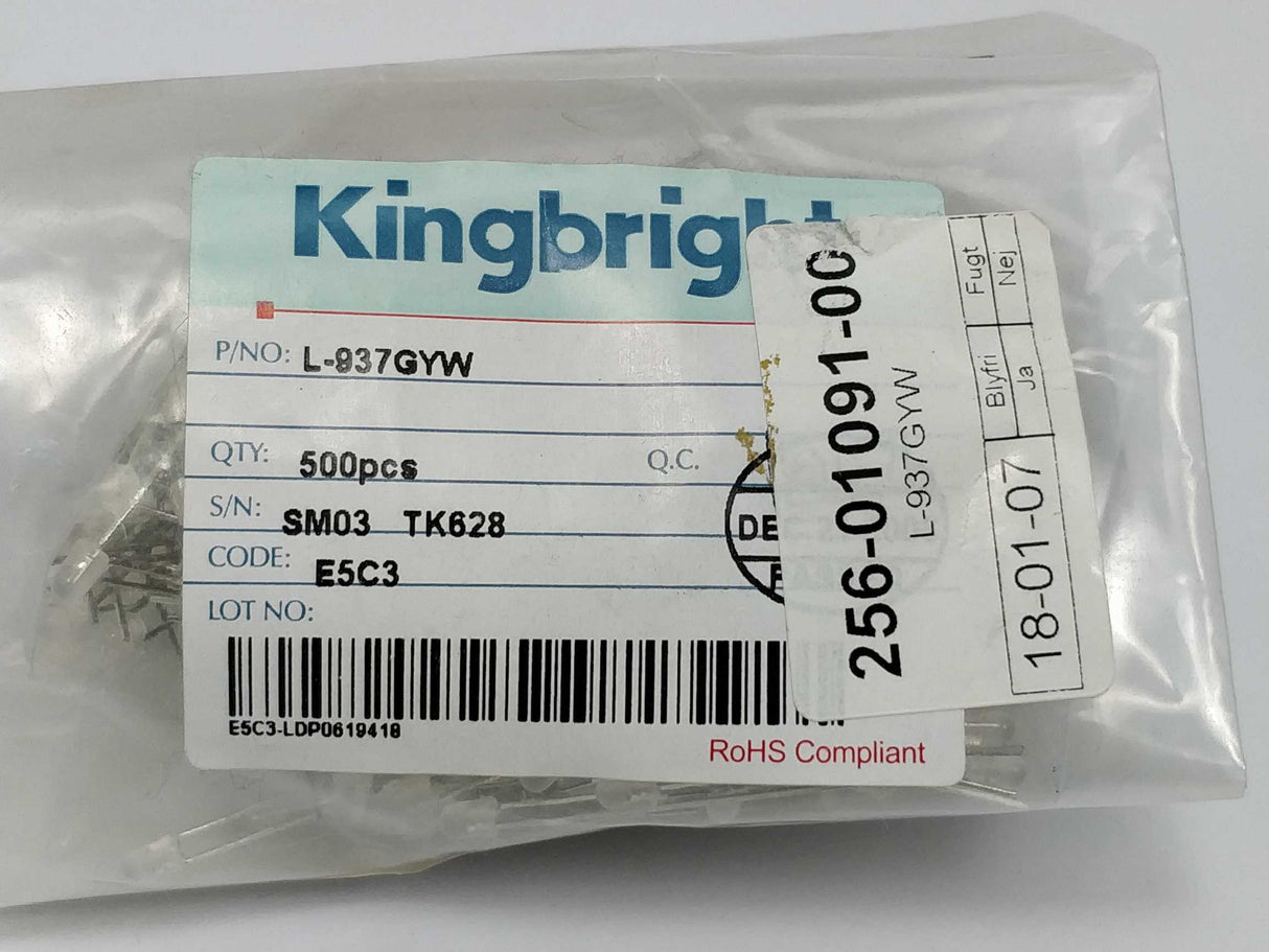 Kingbright L-937GYW LED 500pcs