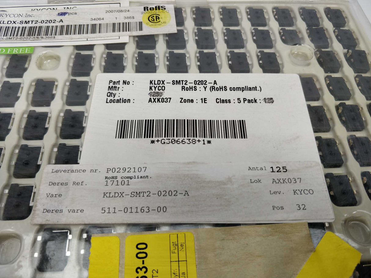 Kycon KLDX-SMT2-0202-A DC Power Connectors, 121 Pcs