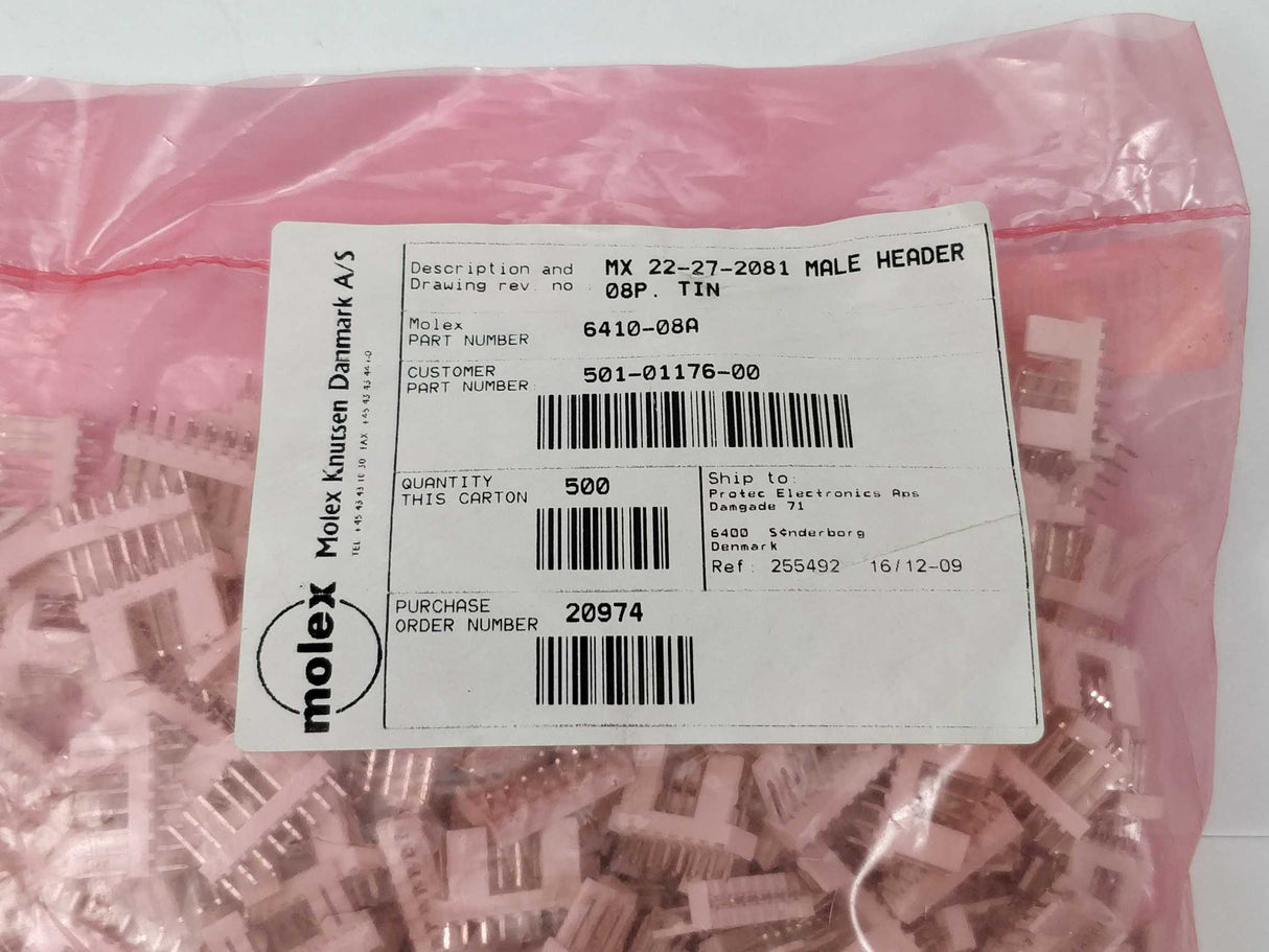 Molex 22-27-2081 Pin header 8 way lock 500pcs