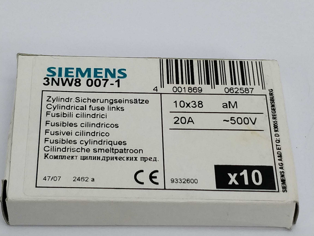 Siemens 3NW8 007-1 6 Pcs cilinder fusel links