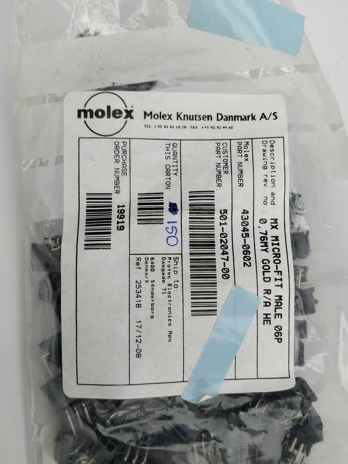 Molex 43045-0602 Shrouded header. 150 Pcs