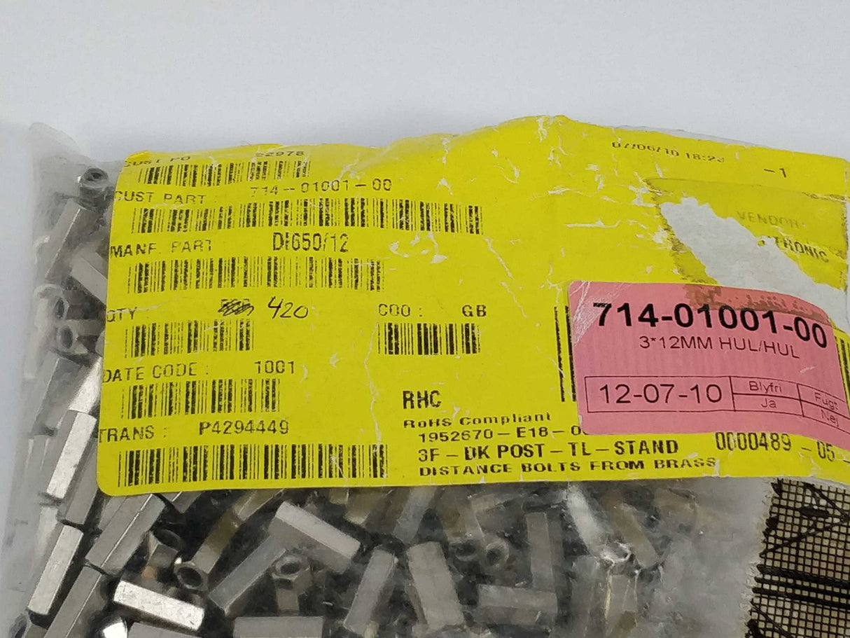 Alutronic DI650/12 Distance Bolts M3 in 12.00mm 420 Pcs