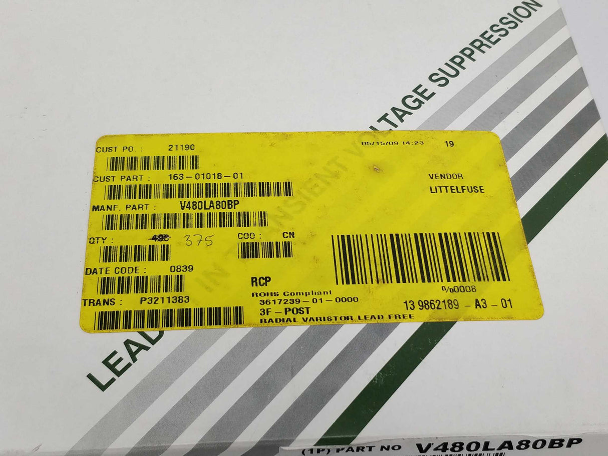 Littelfuse V480LA80BP Metal oxide varistor 385 Pcs.