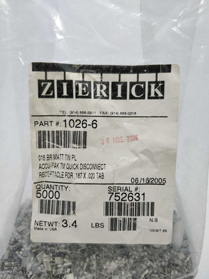 Zierick 1026-6 Receptacle for .187x.020 tab 5000pcs