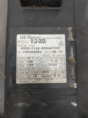 GE Fanuc A06B-0142-B084#700 Servo Motor, spec.  A12/200