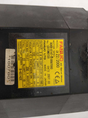 FANUC LTD A06B-0147-B188#7000 AC Servo Motor, MODEL A22/2000