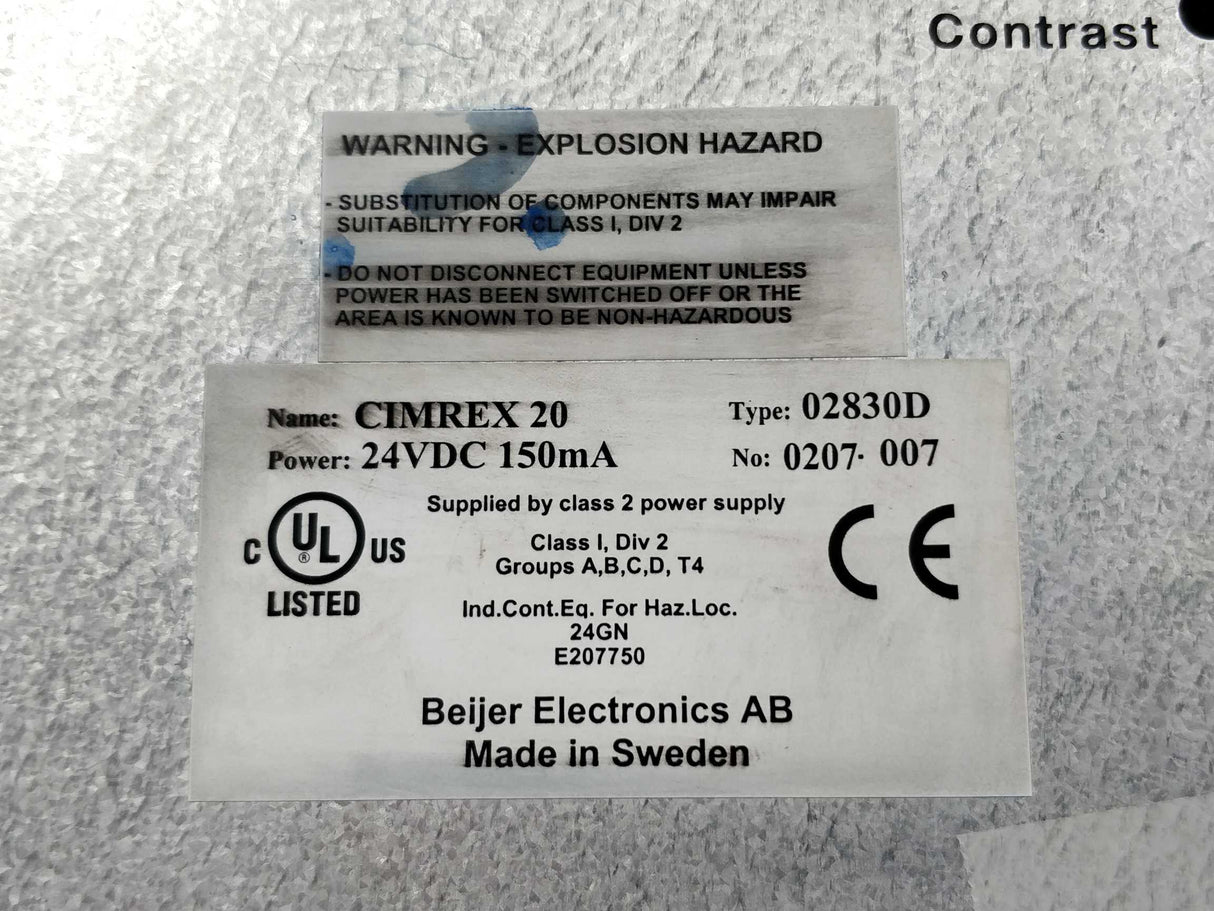 Beijer 02830D 0207-007 CIMREX 20 LCD Operator Panel